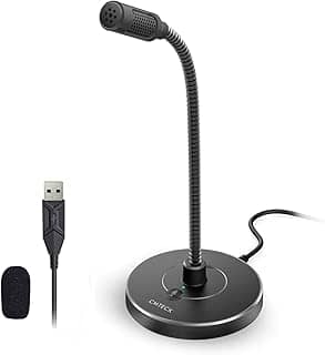 CMTECK Microfone de computador USB G009, microfone de mesa com cancelamento de ruído para PC/laptop para conversas online, estúdio em casa, podcasts, jogos, Skype, YouTube com função
