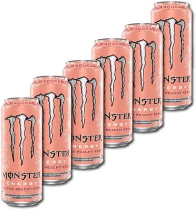 Pack de Monster Ultra Peachy Keen Zero Açúcar - 6 unidades de 473ml
