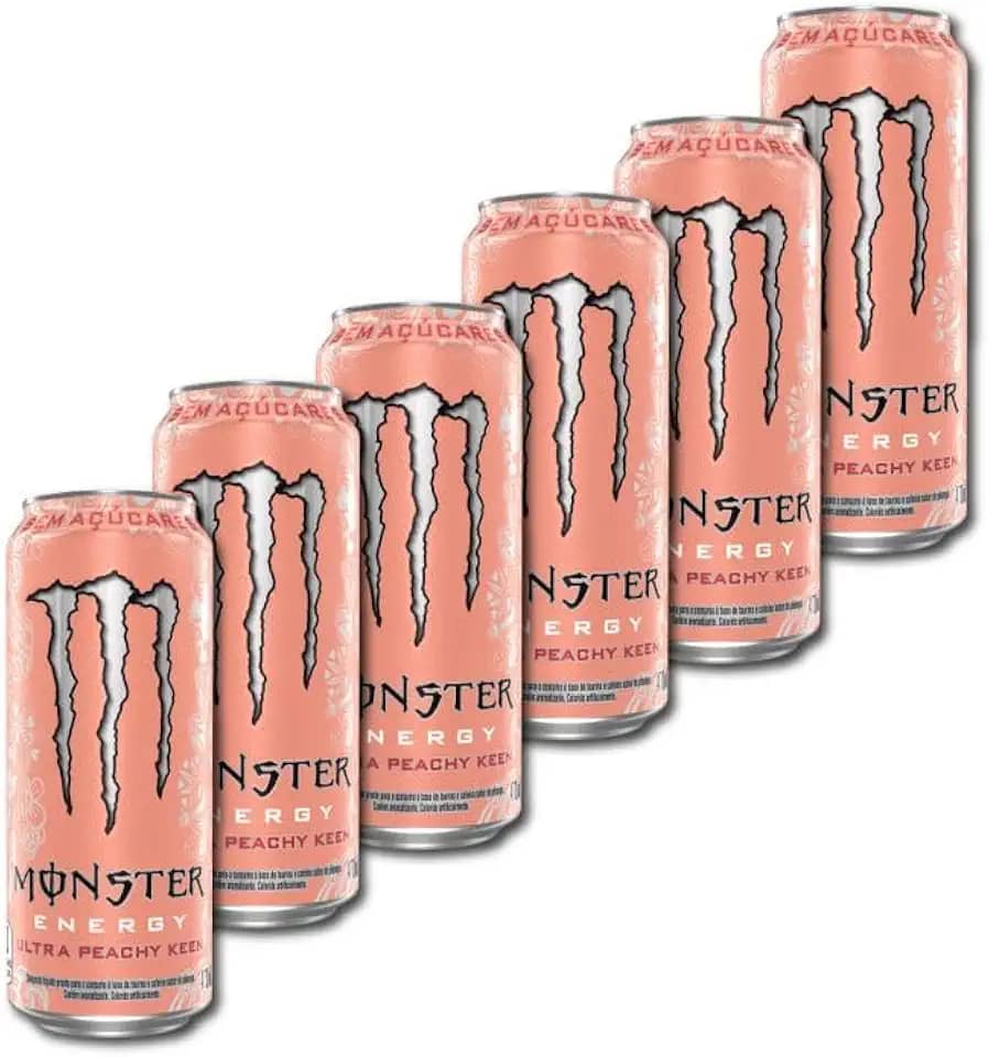 Pack de Monster Ultra Peachy Keen Zero Açúcar - 6 unidades de 473ml