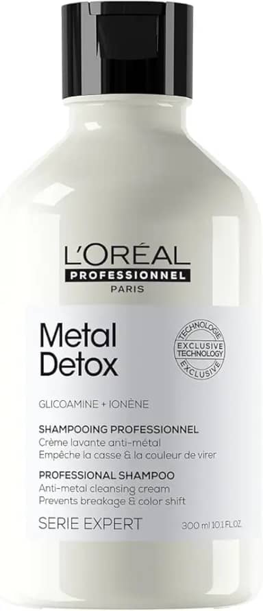 L'Oréal Professionnel Shampoo Metal Detox, para maciez, brilho & sedosidade, maior durabilidade da cor, para cabelos coloridos e danificados, 300ml