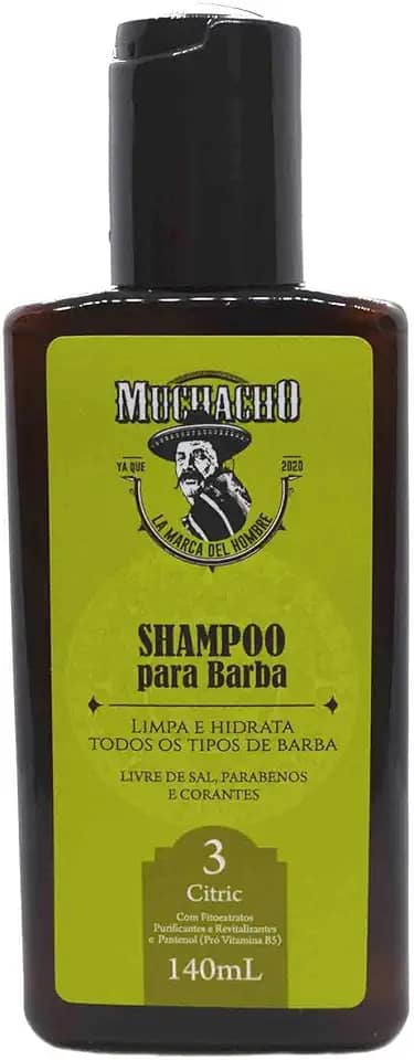 Shampoo para barba Muchacho Citric. Limpa, Amacia, Hidrata e perfuma suavemente.