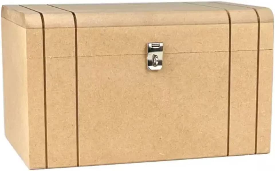 Caixa Baú De Madeira Grande Em Mdf Cru Com Fecho para Cadeado (BAÚ GRANDE)