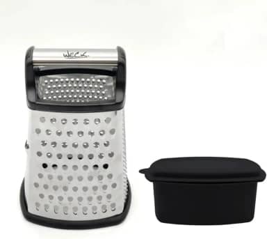 Ralador 4 Faces em Aço Inox com Recipiente e Tampa, Profissional, Preto e Prata Weck