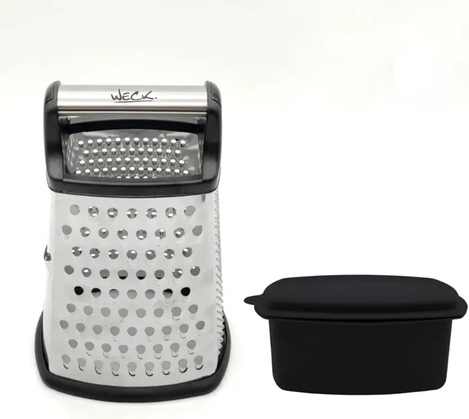 Ralador 4 Faces em Aço Inox com Recipiente e Tampa, Profissional, Preto e Prata Weck