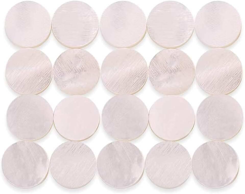 20 peças de incrustação de escala de guitarra, marcadores de 6 mm com pontos embutidos concha de pérola branca para violão, bandolim, baixo, ukulele, banjo, decoração