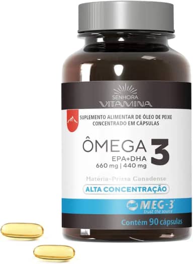 Ômega 3 do Canadá Alta Concentração EPA DHA 1.100mg Certificado MEG-3-90 cápsulas