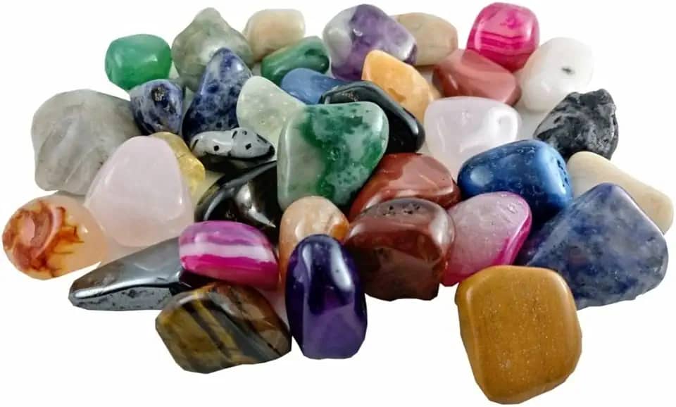 Pacote de Cristais e Pedras Naturais Brasileiras Mistas Roladas - 1kg - Para Energização, Decoração, Meditação e Coleção, Ideal para Equilíbrio Energético, Bem-Estar e Harmonização de Ambientes