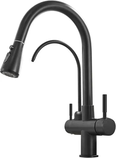 YESOP Torneira De Bancada Cozinha P/filtro Extensível Monocomando Cozinha Pia Preto