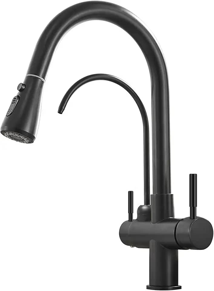 YESOP Torneira De Bancada Cozinha P/filtro Extensível Monocomando Cozinha Pia Preto