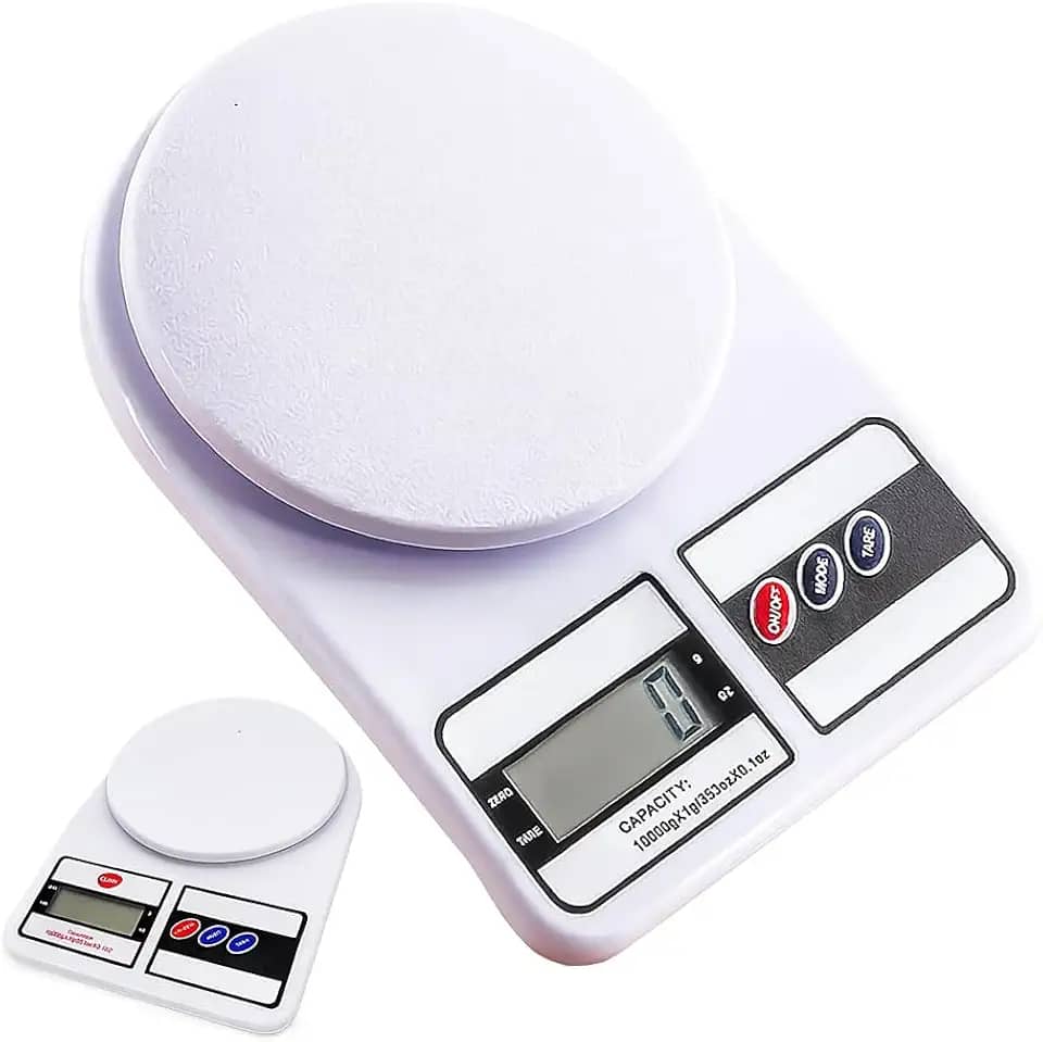 Balança Digital de Precisão de Cozinha Para Uso Domestico e Profissional Fitness ideal para Dietas Treinos Alimentos Confeitaria Nutrição capacidade máxima 10 kg Branco Premium