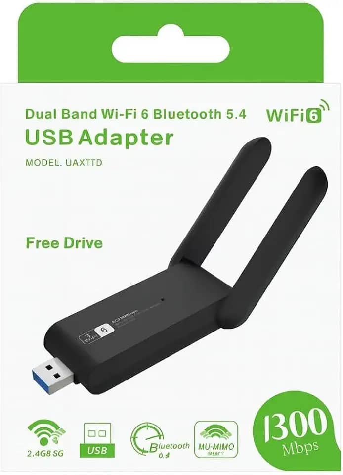 Adaptador WiFi 6 USB Dual Band 5GHz 2.4GHz 1300Mbps Antena Wireless Para PC Notebook Compatível Com Windows Andarix