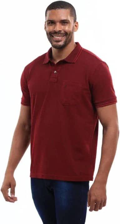 Polo Masculina Bolso Manga Curta Piquet Algodão Conforto Estilo Casual Resistente