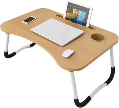 Mesa Portátil Dobrável Home Office Para Notebook Laptop Com Gaveta de Armazenamento Porta-Copos e Porta-Tablet