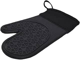 Mimo Style Luva de Silicone Preta com Tecido no Pulso, Suporta Temperaturas de Até 220ºC Sem Transferência de Calor e Sem Causar Ferimentos às Mãos