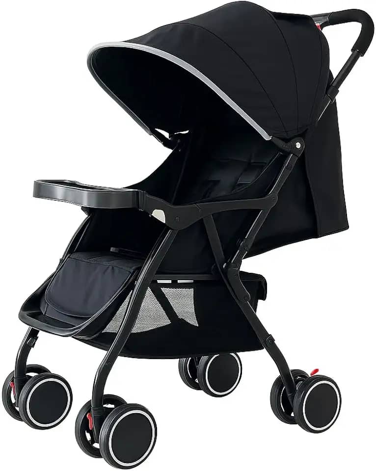 Carrinho Bebê Passeio Acolchoado Dobrável Encosto Reclinável