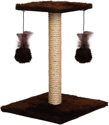 Arranhador Para Gatos Poste Com Brinquedo Duplo Exclusivo (Marrom)