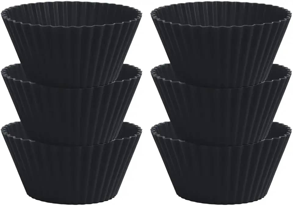 Forma de cupcake de silicone kit 6un forno air fryer não gruda (Preta)