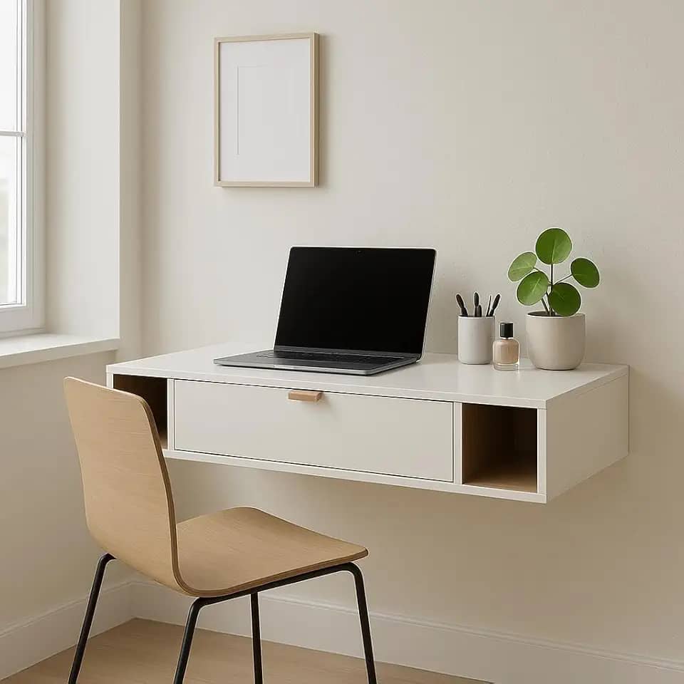 Mesa Escrivaninha Para Computador Escritório com Gaveta Versatta Casa JD (OFF WHITE)