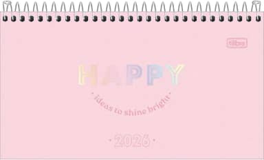Tilibra - Agenda Espiral Semanal 16,7 x 8,9 cm Happy 2026 - Rosa