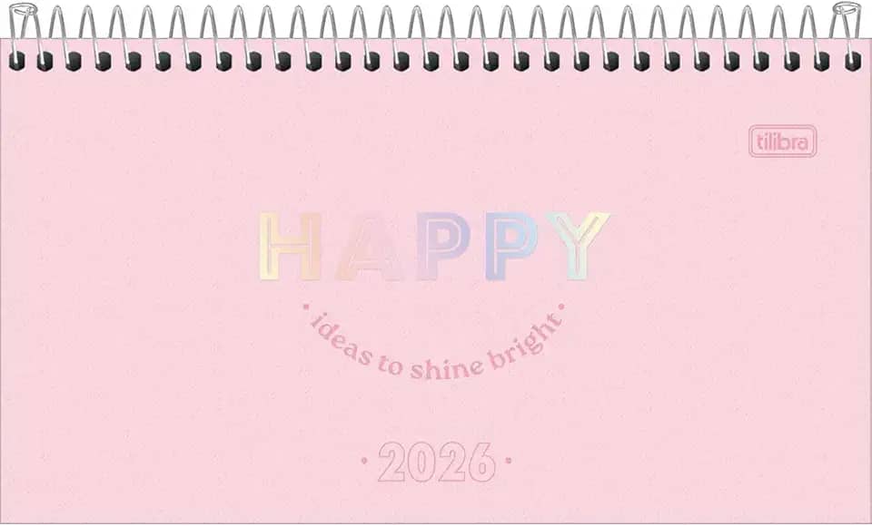 Tilibra - Agenda Espiral Semanal 16,7 x 8,9 cm Happy 2026 - Rosa