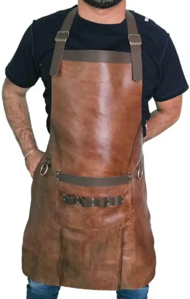 Avental Unissex Raiz Churrasqueiro Couro com Bolso Frontal