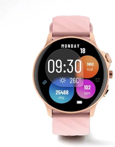 Smartwatch LIFE Unissex com Tela AMOLED, 100+ Modos de Esporte, À Prova D'água, Bateria de Longa Duração, 2 Pulseiras (Rosa)