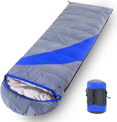 GQYYS Saco de dormir de plumas, sacos de dormir ao ar livre para adultos, envelope leve para 4 estações, 190 x 80 cm, com saco de compressão, para acampamento e caminhadas