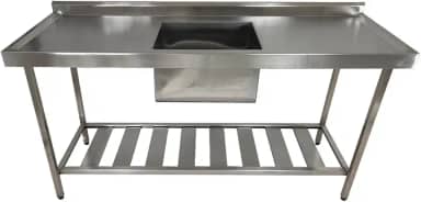 Pia Industrial Aço Inox 140x60x90cm com Cuba Centralizada 50x40x30cm