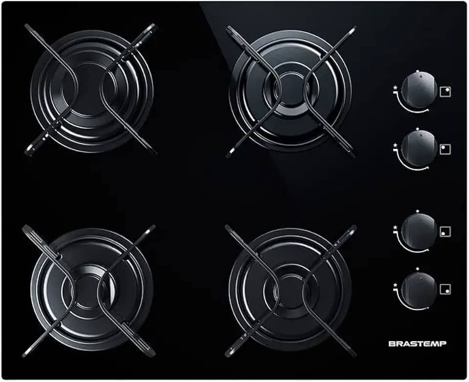 Cooktop 4 bocas Brastemp com grades piatina e acendimento automático - BDD61AE BIVOLT