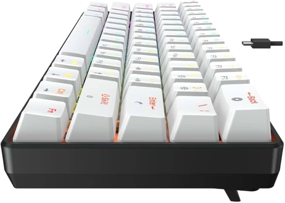 Teclado Mecânico Gamer 60% Force One Atlas, 63 Teclas, Switch Huano Red, RGB Customizável, Layout ANSI US, Compacto e Silencioso – Ideal para Jogos FPS, Setup Clean e Alta Performance