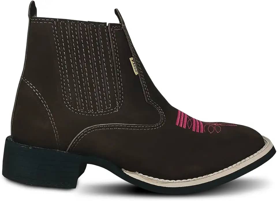 Botina Feminina Country Cano Baixo Curto Confortável Resistente Bico Quadrado F1000