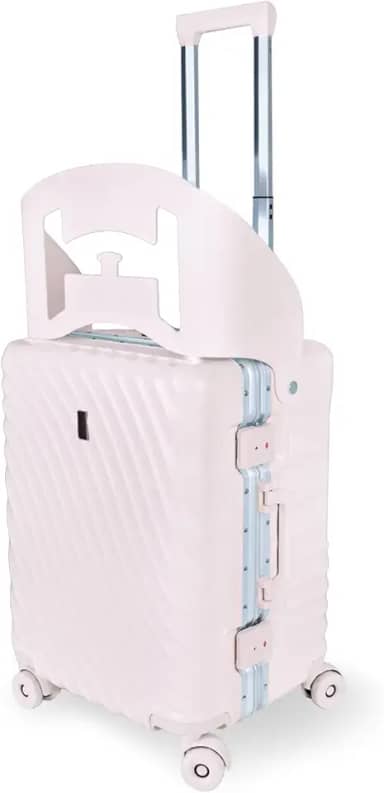 Mala de Viagem Média com Assento Infantil, ABS Preto, 41x32x54.5cm, Rodas 360°, Trava TSA, Alça Telescópica, Suporta 35kg, MR-BH029, Alira Home (Rosa)