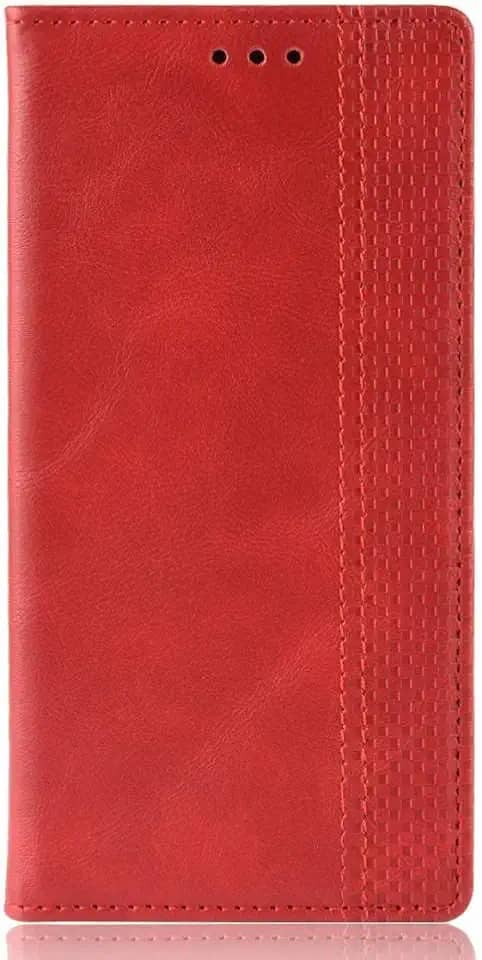 Capa para LG Q92,Capa de caso de flip de couro para LG Q92 Case,Caso de telefone de carteira,Caso de telefone de carteira com slots de cartão -Red