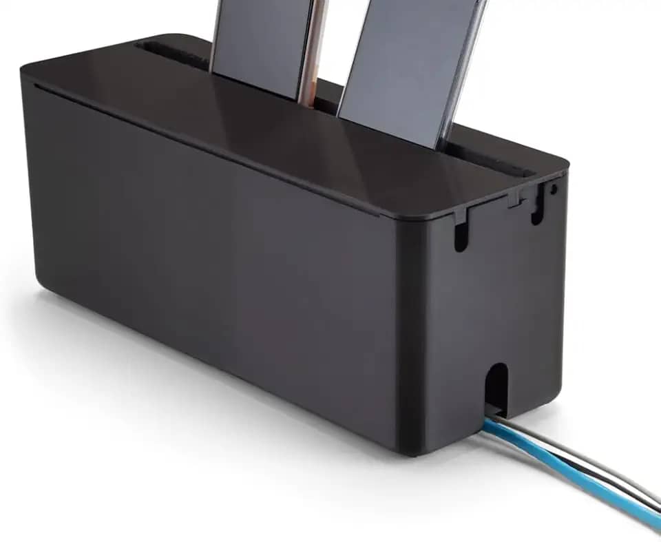Caixa Tampa Fios Cabos e Régua De Energia com Suporte Para Celular Organize seus Cabos com Estilo: Caixa com Tampa para Fios, Cabos e Régua de Energia | Praticidade e Ordem | Suporte para Celular