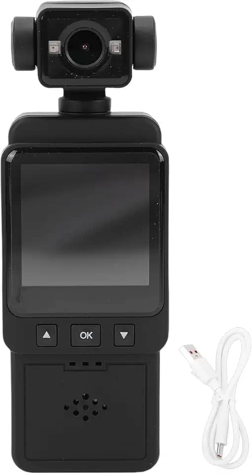 Dpofirs Câmera de Ação 1080P, Tela TFT de 1,54 Polegada, Lente Giratória de 360 graus Com Estabilização WiFi Integrada, para Gravação de Vlog POV de Motocicleta de Ciclismo