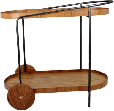 Carrinho de Bar Don Juan Adega para Bebidas Estilo Industrial Base de Metal Cinamomo (Base preta)