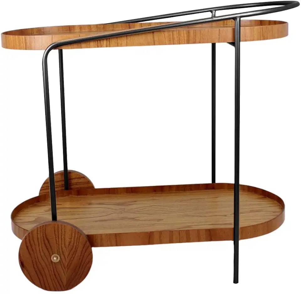 Carrinho de Bar Don Juan Adega para Bebidas Estilo Industrial Base de Metal Cinamomo (Base preta)