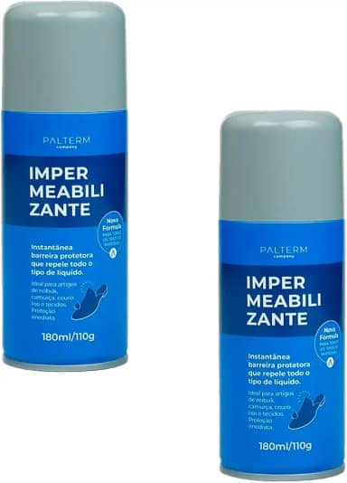 Palterm Impermeabilizante para Calçados e Tecidos, Kit com 2 Unidades, 180ml/110g, Proteção Instantânea contra Líquidos