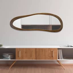 Espelho Orgânico Grande com Moldura Elegante 50x130cm - Sofisticação Natural (Freijó)