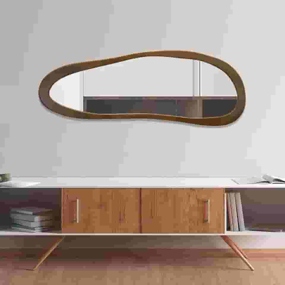 Espelho Orgânico Grande com Moldura Elegante 50x130cm - Sofisticação Natural (Freijó)