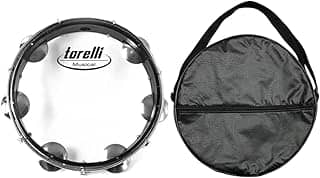 Pandeiro injetado pele nailon transparente preto Torelli TP348 PT com Bag