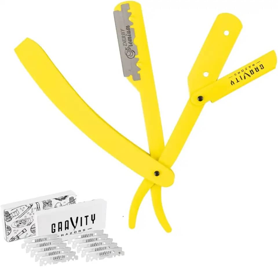 Navalha reta profissional - Kit de lâmina reta de exposição mínima com 10 lâminas premium de gravidade, 0,5 mm expostas ("The OG")