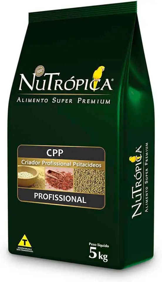 Ração Nutrópica CPP Criador Profissional Psitacídeos 5kg Extrusada Super Premium Bico Torto Rosela Ring Neck Grande Alexandre Papagaio Cacatua Agapornis