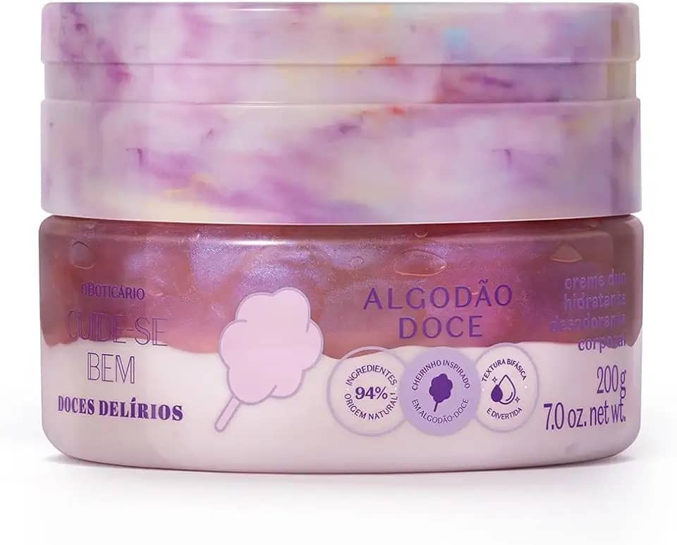 Cuide-se Bem Creme Hidratante Corporal Doces Delírios Algodão Doce 200g