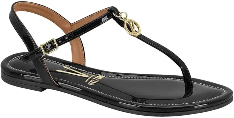 Sandália Rasteira Feminina Vizzano – Verniz, Tiras Finas, Leve, Elegante e Confortável