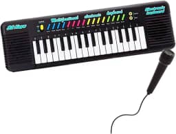 Teclado Eletrônico Musical Infantil com 37 Teclas, Microfone, LED Colorido