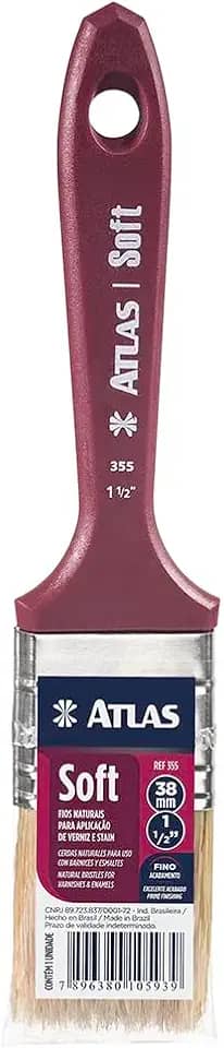 Atlas - Trincha Médica para Pintura com Cerdas Brancas, 100% Naturais, Extra-macia de 1 1/2 Polegada