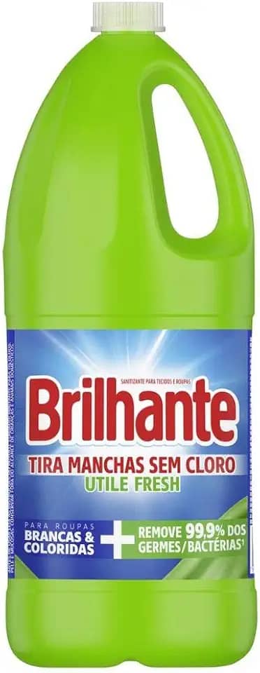 Brilhante Sanitizante Tira-Manchas Líquido Roupas Brancas E Coloridas Fresh Sem Cloro Utile Frasco 2L