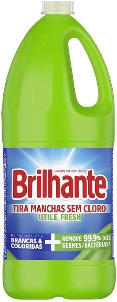 Brilhante Sanitizante Tira-Manchas Líquido Roupas Brancas E Coloridas Fresh Sem Cloro Utile Frasco 2L