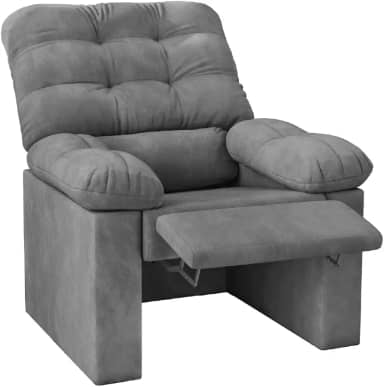 Poltrona do Papai Reclinável Decorativa Konfort Para Sala Suede Cinza